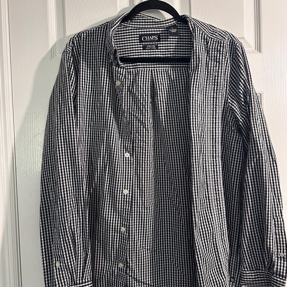 Chaps Black and White Checkered Shirt